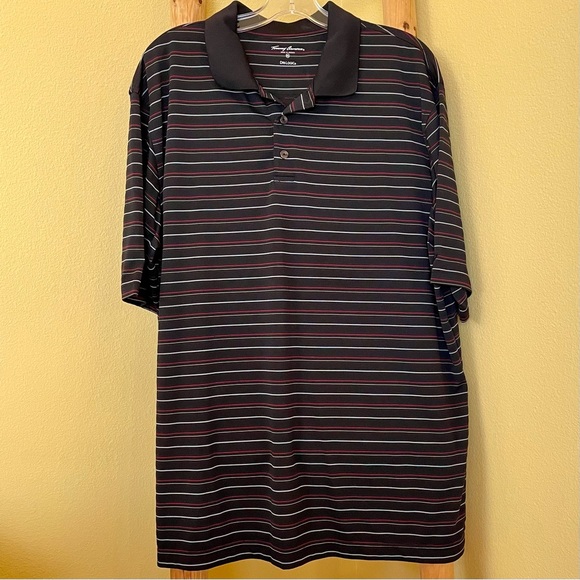 Tommy Armour Mens Black Red Striped Dri-Logic Golf Polo XXL Short Sleeve - Picture 2 of 10